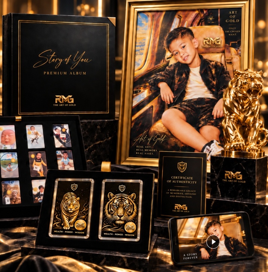Legacy collection with gold sculptures and keepsakes